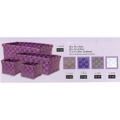 Conjunto 4 Cestos Plástico Tresse Cinza