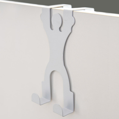 Gancho Metal de Porta Homem Branco 14x7xp4cm