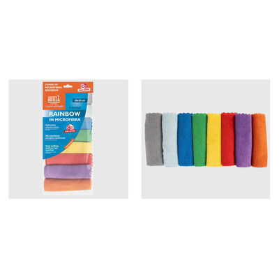 Set of 8 Microfiber Cloths Raibow 30x30 Cm