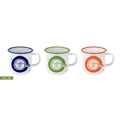 Caneca Aço Com Revestimento de Enamel 3c St 100ml D6xa6 Cm